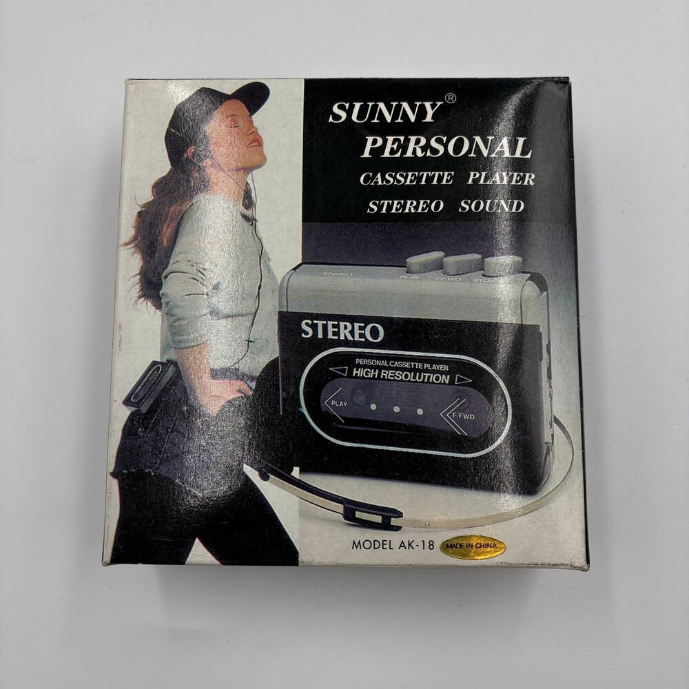 Vintage Sunny Personal Cassette Player Model AK-18 New Old Stock 80s